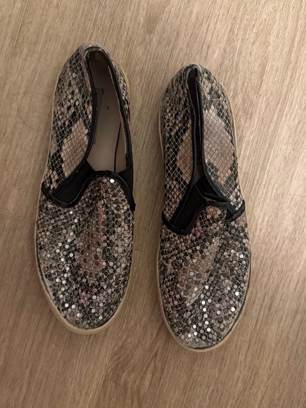 Steve Madden Snake-Print Slip-On Sneakers with Sequins